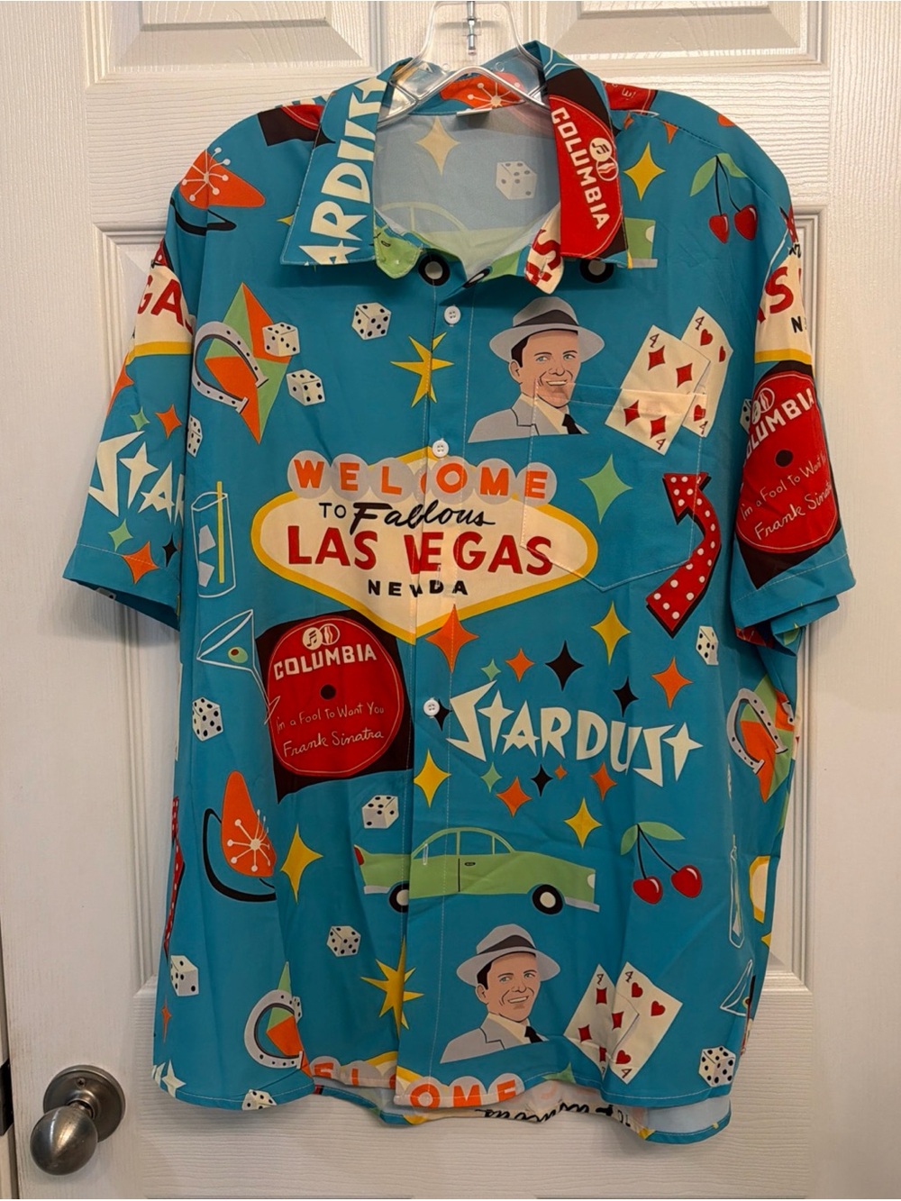 Men’s Button Down Collared Shirt Las Vegas Hotel Casino Themed XXL Retro Style